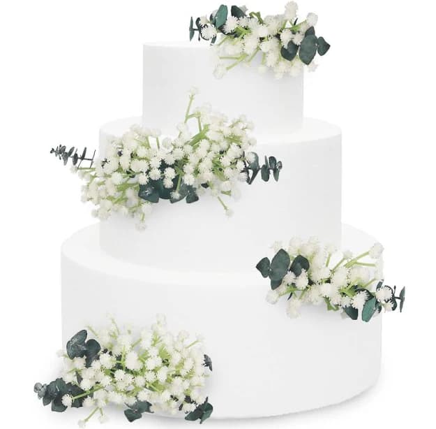 Rinlong Pre-made Cake Toppers Flowers Cake Decorations Baby's Breath Eucalyptus Wedding Cake Decorating Flowers Decor Christenin