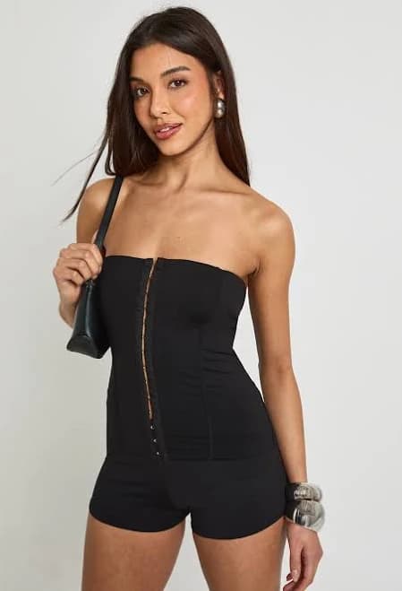 Boohoo Women's Cotton Touch Hook and Eye Bandeau Corset