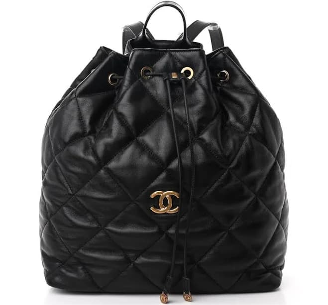 Chanel Quilted Lambskin Drawstring Backpack