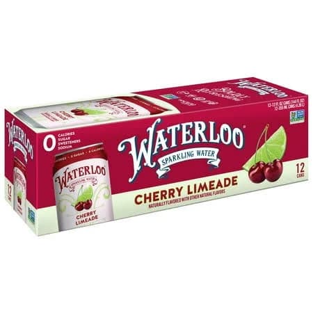 Waterloo Sparkling Water, Cherry Limeade Naturally Flavored, 12 Fl Oz Cans, Pack of 12 | Zero Calories | Zero Sugar or Artificial Sweeteners | Zero