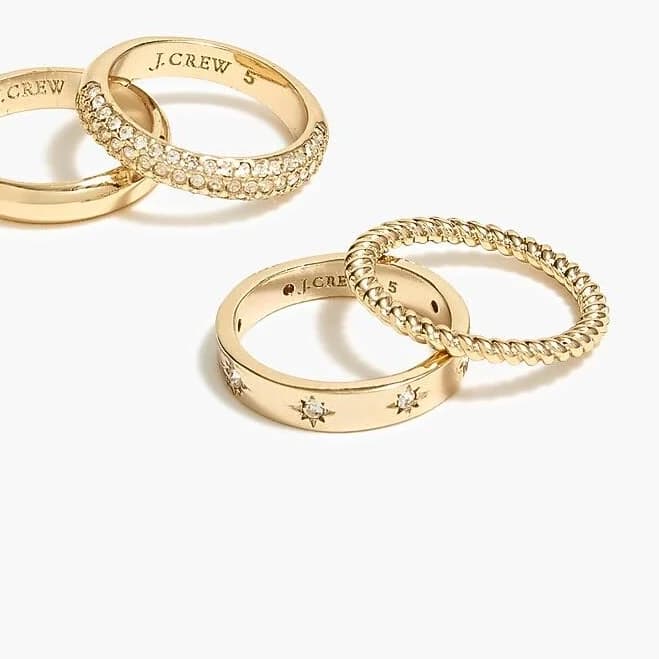 J.Crew Women's Pavé Crystal Rings Set-of-four