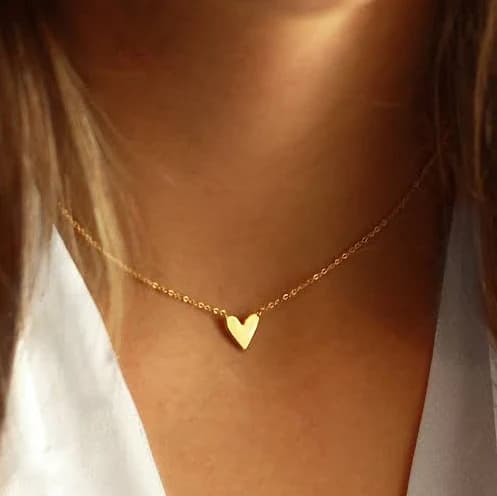 Dainty Gold Heart Charm Choker Necklace