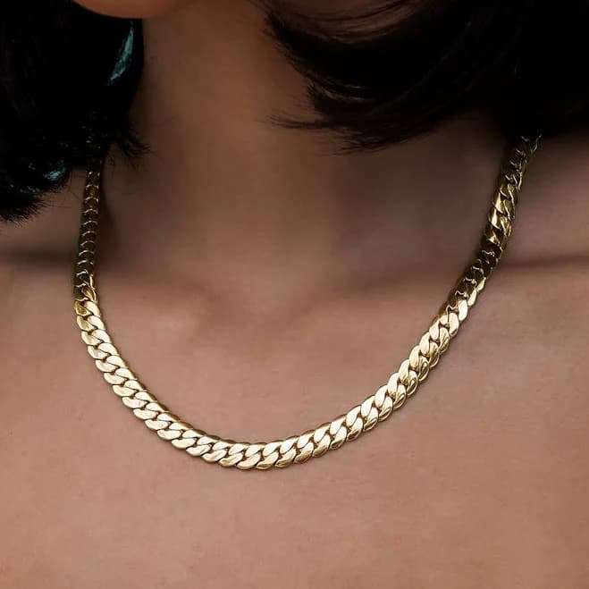 GLD South Beach Cuban Chain Necklace in 18k Gold