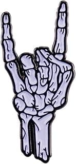 Rock Skull Enamel Pin Skull's Hand Brooch Lapel Pin Metal Enamel Horror Brooch Pin Halloween Accessory for Backpack Clothes Hat Decoration Badges for Women Men Girls Kids Gift Halloween