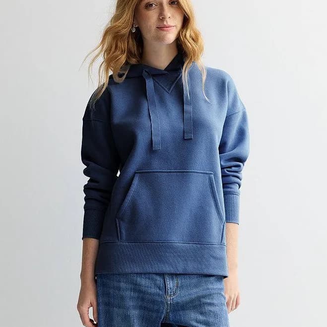 Women's Sonoma Goods For Life Fleece Tunic Hoodie, Size: XXL, Finley Blue