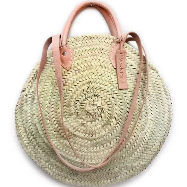 Straw French Baskets with Leather Handle
