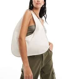 Glamorous woven shoulder tote bag in cream | ASOS