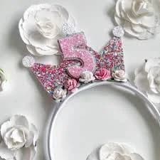 Girls Birthday Crown, Pink And White, Special Achievements, Rewards, Glitter headband, Birthday Headband, Gift For Her
