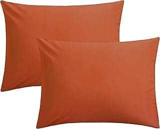 Microfiber Pillow Cases Standard Size, Soft Pillowcases with Envelope Closure, Wrinkle, Stain Resistant Pillow Covers, 20x26, Burnt Orange