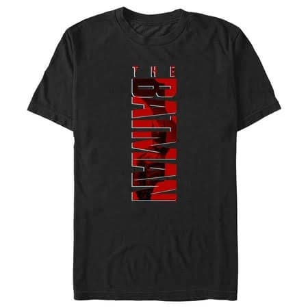 The Batman Red Vertical Silhouette Logo T-Shirt