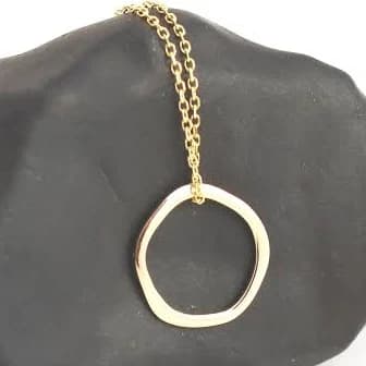 14K Solid Gold Minimalist Karma Pendant Necklace
