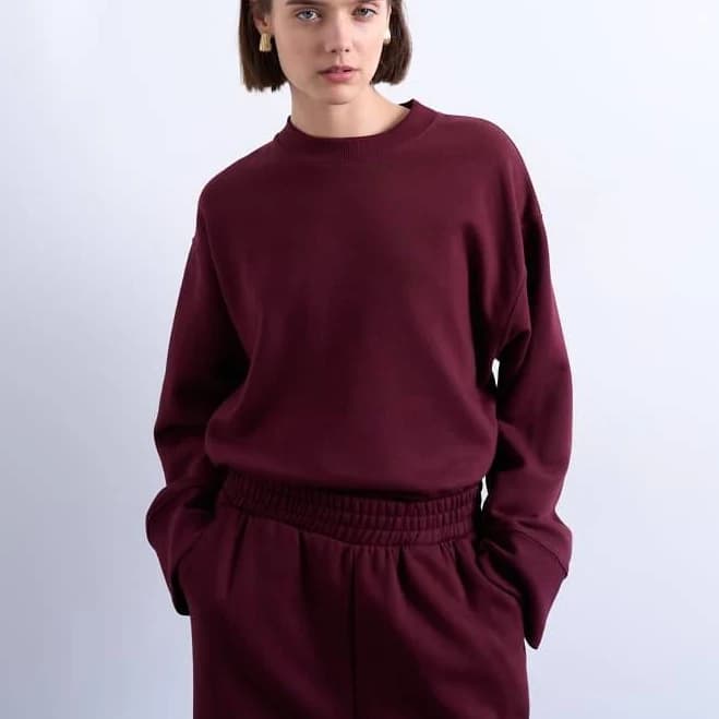 Topshop Oversized Cotton Blend Sweatshirt