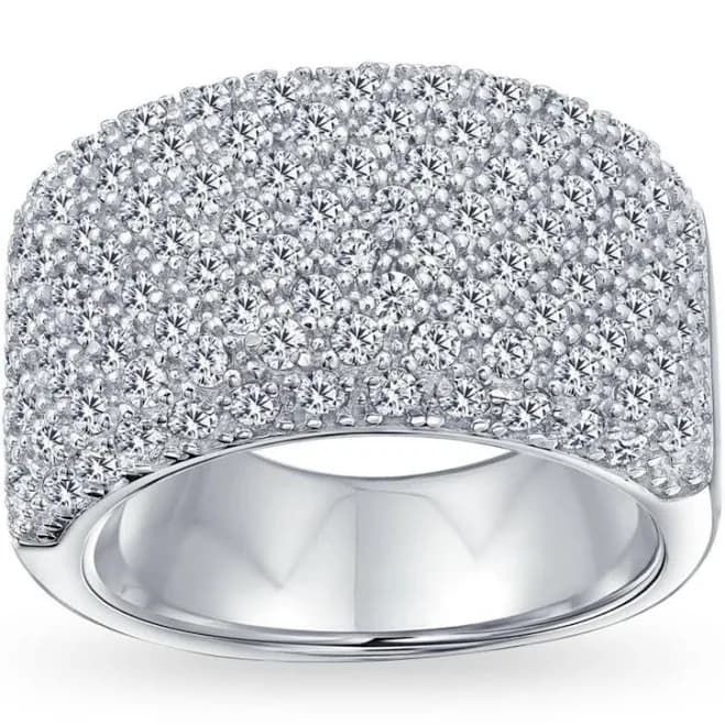 bling jewelry Micro Pave Cubic Zirconia Cocktail Statement Ring Rose Gold Sterling Silver Band