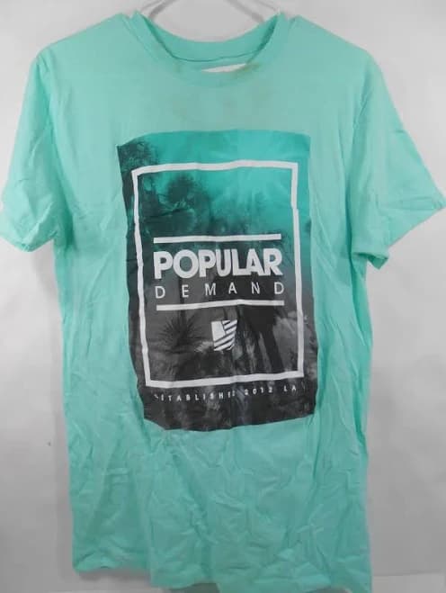Popular Demand Mint Green Graphic T-shirt Men Size S