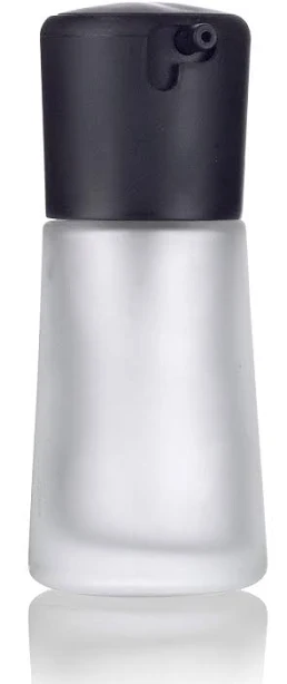 Frosted Clear Glass Foundation Bottle with Lock Pump Cap