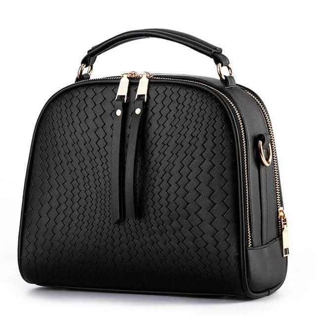 Faux-Leather Zig Zag Handbag with Dual Compartments