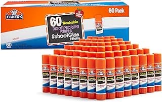 Disappearing Purple School Glue Sticks, Washable, 7 Grams, 60 Count - Poster, Vision Board, Back to School Supplies, #1 Teacher Brand