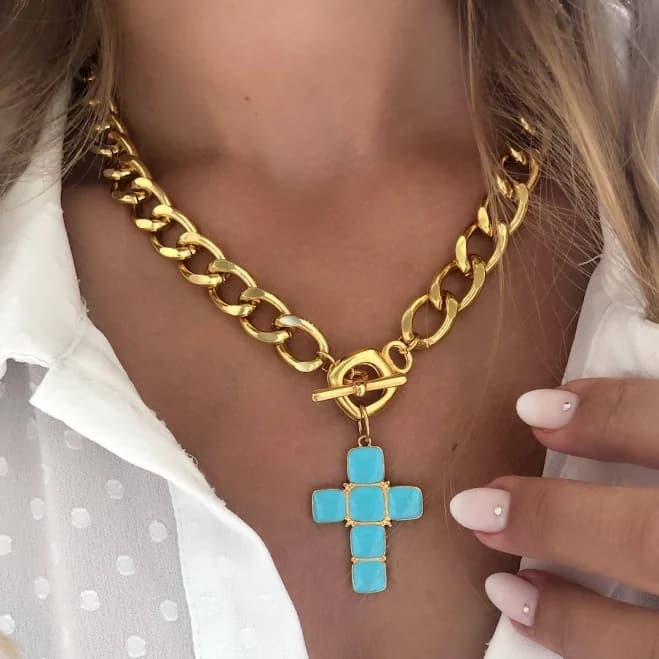 Chunky Gold Cross Necklace