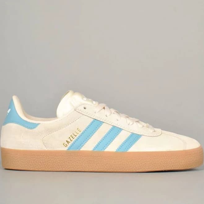 Adidas Gazelle Adv Mens Wonder White Blue Gum Sneakers Casual Shoes