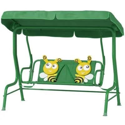 Kids Patio Swing Chair with Adjustable Canopy and Safety Belt