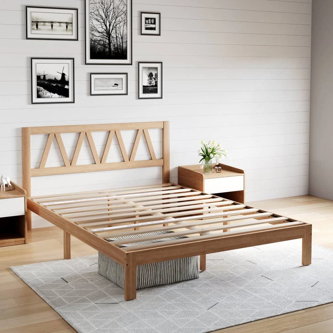 Ebern Designs Solid Wood Bed Frame with Headboard