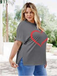 XCHQRTI Womens Oversized Love Shirt Half Sleeve Summer Tee Graphic Valentine's Day Plus Tops - Walmart.com