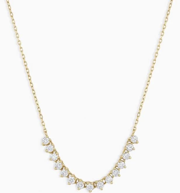 Gorjana 14K Solid Gold Diamond Cluster Row Necklace