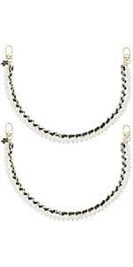 Amazon.com: uxcell 2Pcs 10.2'' Pearl Purse Double Chain, Metal Purse Extender Chain, PU Leather Handle Replace Chain, Purse Handles Chain Wrist for Handbag, Mobile Case(Black, Gold Chain)