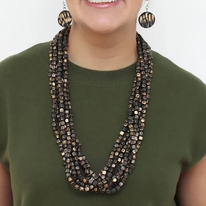 Sylca Designs Multi Strand Beaded Lacey Necklace
