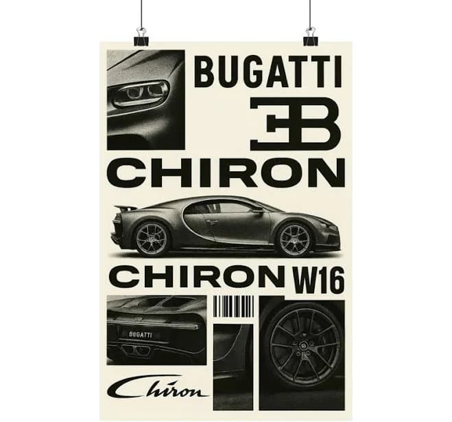 Bugatti Chiron W16 Hypercar Inspired Poster | Supercar Wall Art Print