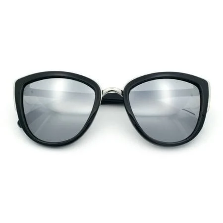 Sa106 Women's Oversize Cat Eye Sunglasses with Metal Bridge Trim