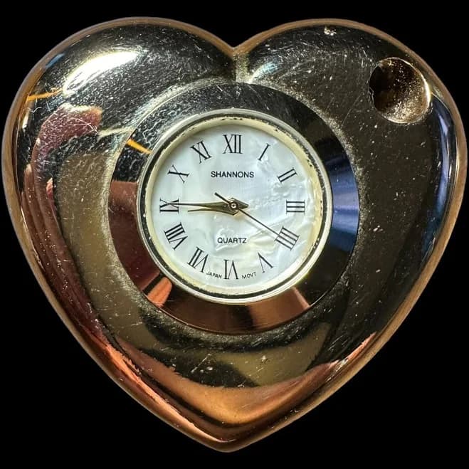 Shannon Gold Plated Heart Desk Clock 2” x 2"