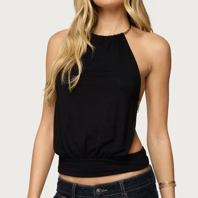 Damarey Chain Backless Halter Top