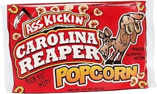 ASS KICKIN’ Carolina Reaper Pepper Microwave Popcorn - Spicy Snacks - Pack of 3 - Ultimate Spicy Gourmet Gift Popcorn - Makes a Great Movie Theater Popcorn or Snack Food - Try if you dare!