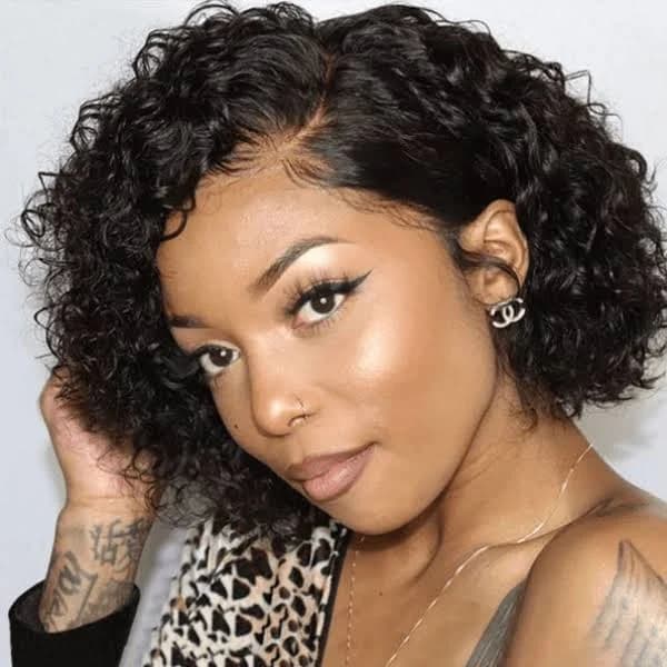 Luvmehair Short Cut Curly HD Lace Glueless Side Part Wig 100% Human Hair