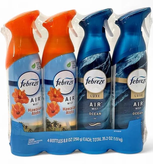 Febreeze Air Mist Hawaiian Aloha + Luxe Ocean 8.8oz 4-pack