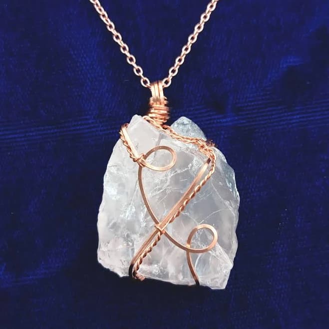 Handmade Raw Rose Quartz Healing Crystal Necklace