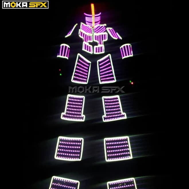 Illuminated Women's LED Dance Robot Costume with Remote Control
