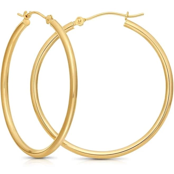 14K Gold Round Hoop Earrings