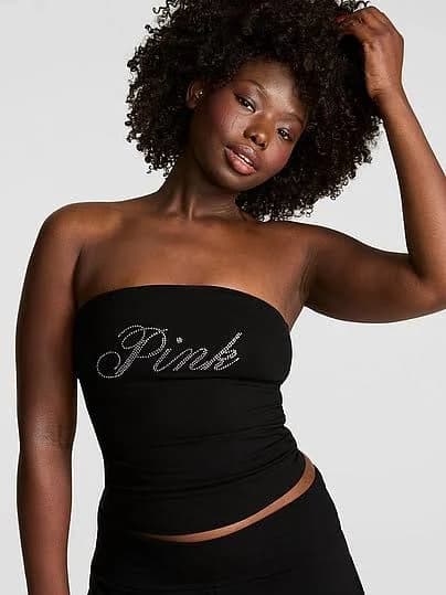 Women's Pink All-day Cotton Side-ruched Tube Top
