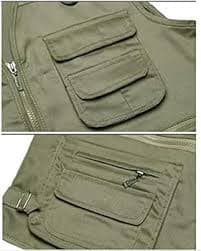 HZQIFEI Men's Multi-Pocket Fishing Vest Outdoor Sleeveless Jacket for Sports Jacket Journalist Vest, Khaki, 3XL : Amazon.com.be: Fashion