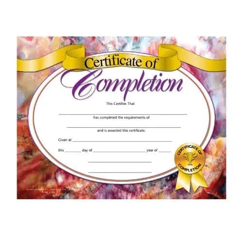 Certificate of Completion Inkjet Laser