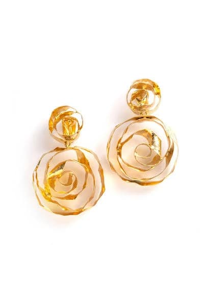 Natori Rosette Gold Plated Drop Earrings