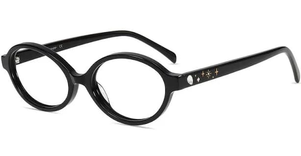 Firmoo Black Oval Prescription Glasses Frame Jewels10