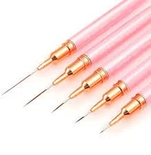 5-Piece Metallic Nail Art Brush Set – Pink Liner Brushes for UV Gel, Acrylic, and Fine Detail Designs, Sizes 4/8/12/20/25mm (Pink)