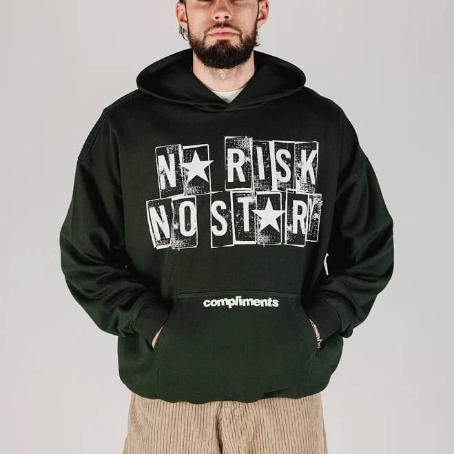 Compliments No Risk, No Story Dark Green Hoodie S