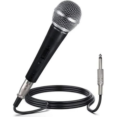 Professional Dynamic Vocal Microphone with Adjustable Stand - Cardioid Unidirectional Handheld Mic for Live Performance and Studio Recording