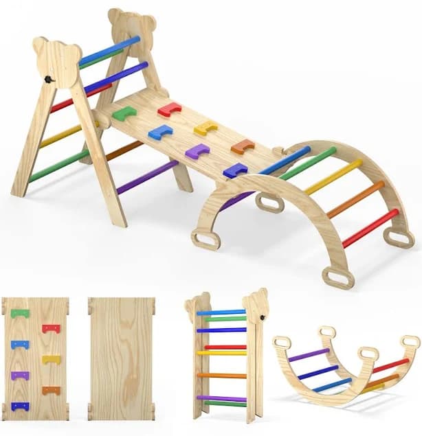 CMFYDAILY 5 in 1 Montessori Pikler Triangle Climbing Set
