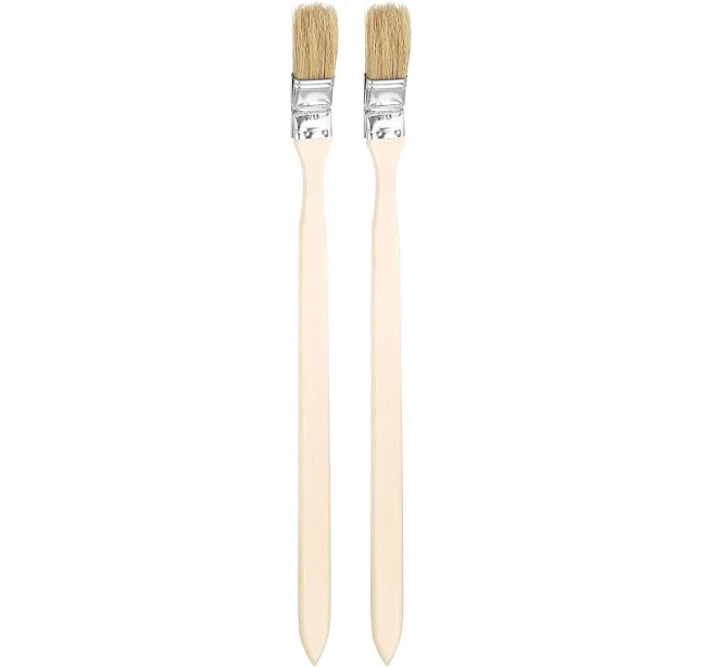 2pcs Paint Brushes 1" Ferrule Bent Flat Paint Brush With Wooden