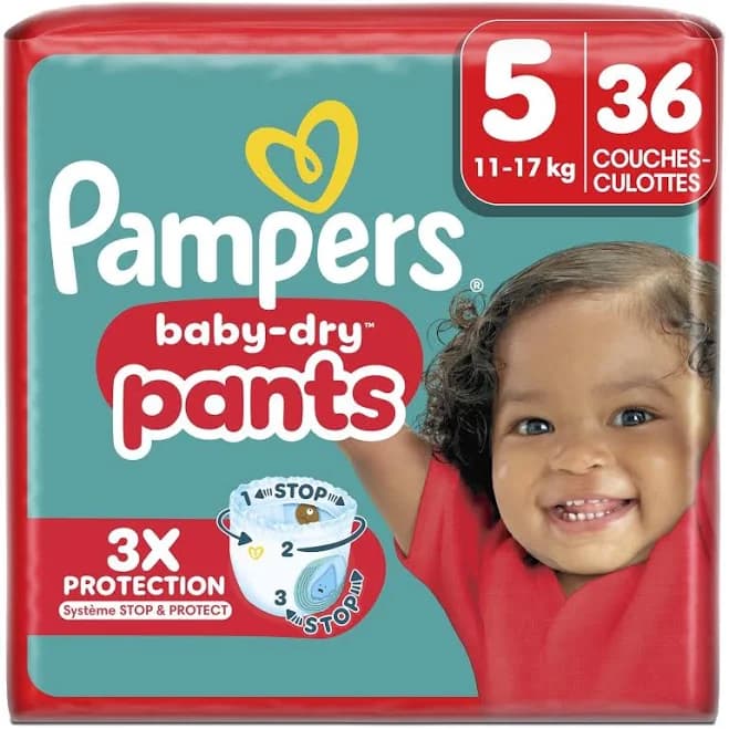 Baby-Dry Pants 11-17kg Size 5 PAMPERS